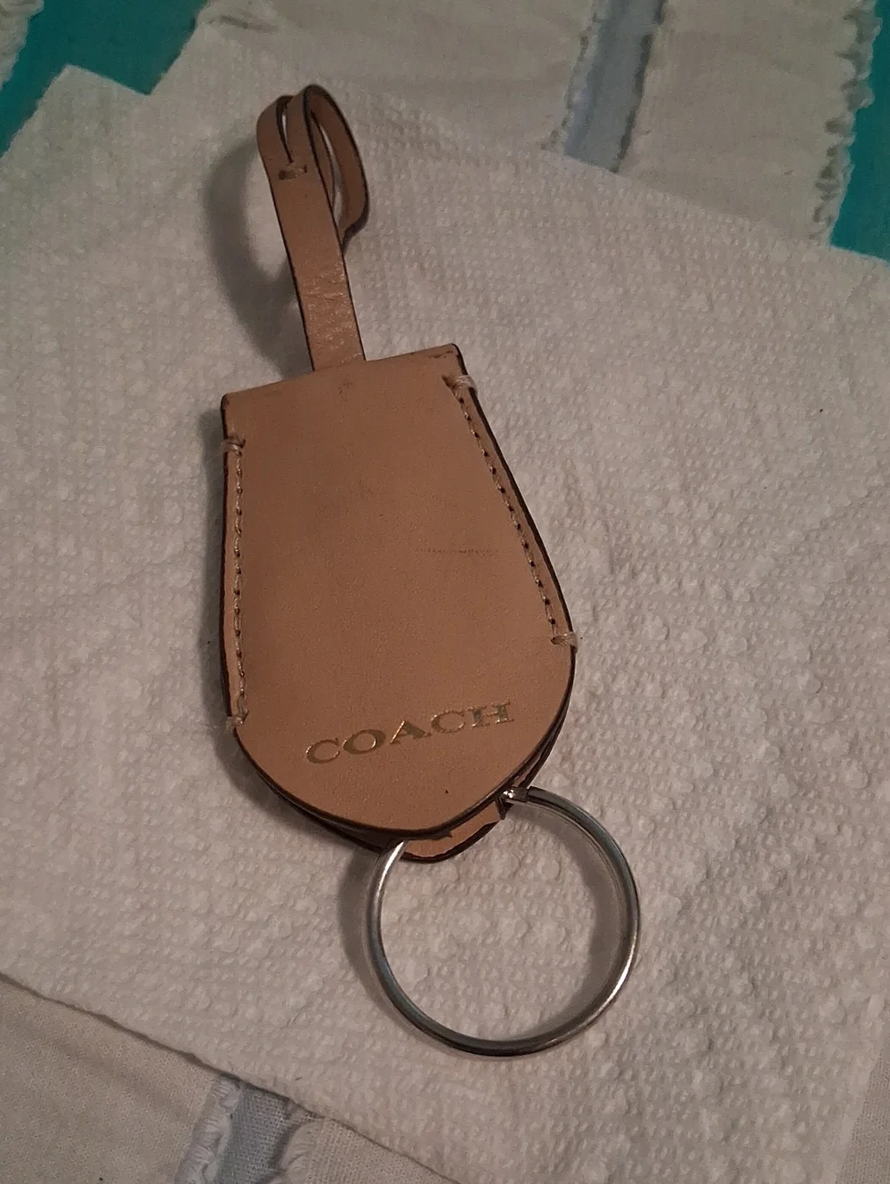Coach  Beige  Key Holder , Hangtag with Gold Logo. Authentic